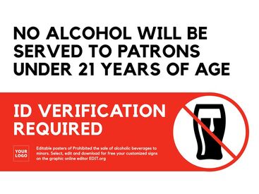 Printable No Alcohol Sales to Minors Signs